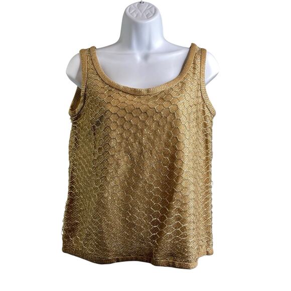 Vintage Phil‎ Rose Of California Gold Metallic Tank Top Cardigan Set Est. Size L - Picture 3 of 16